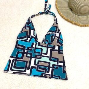TEAL TAN & BLACK SWIM TOP XS